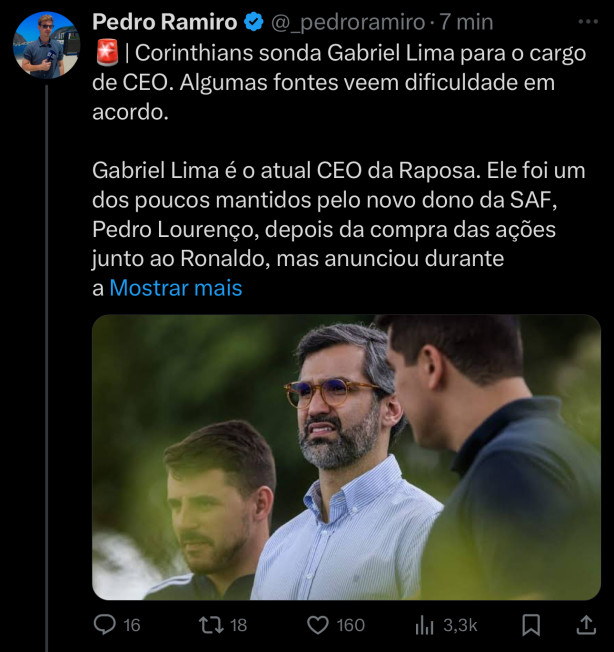 Ex-Cruzeiro para ser CEO do Corinthians