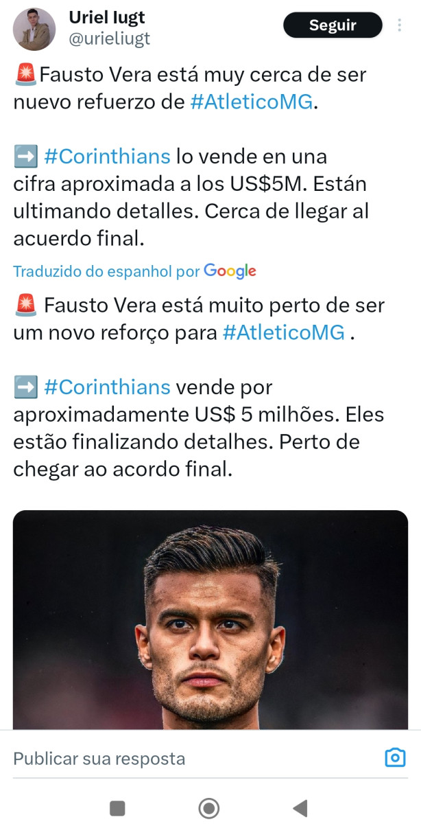 Corinthians perto de vender Fausto Vera