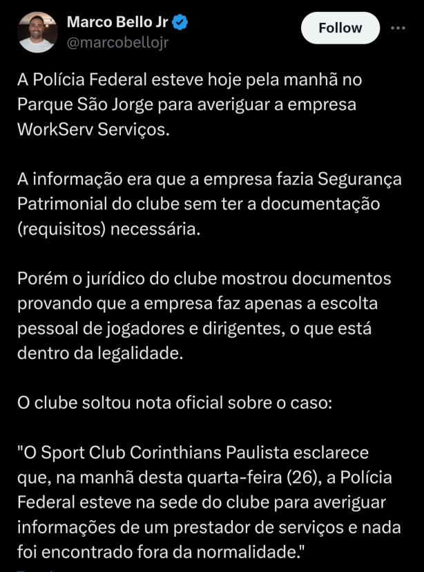 bomba no Corinthians!