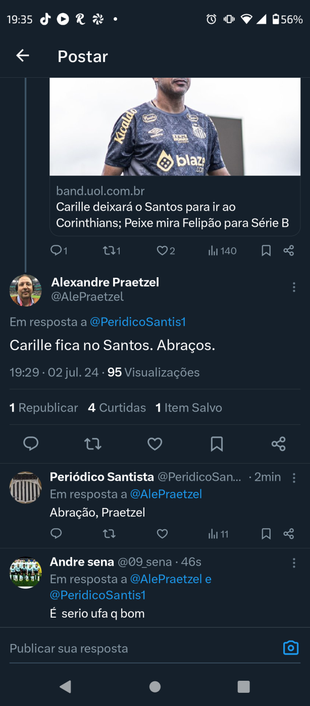 segundo alexandre Praetzell, Carille permanece no Santos