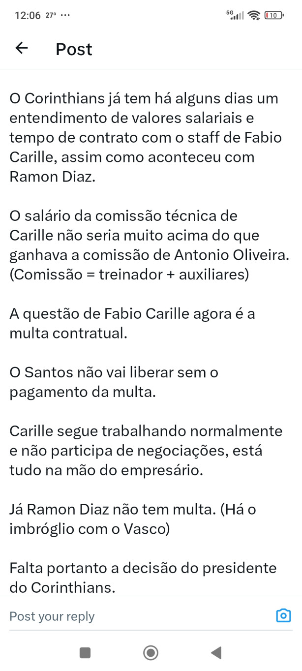 Atualiza��o sobre o poss�vel treinador