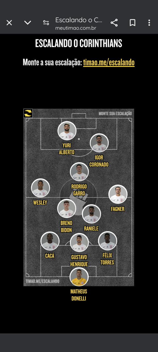 O Corinthians no 3-5-2 com GK Donelli -ZAG-F�lix Torres