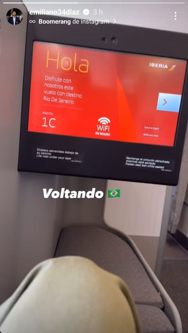 Filho de Ram�n D�az publica foto em voo para o Rio de Janeiro