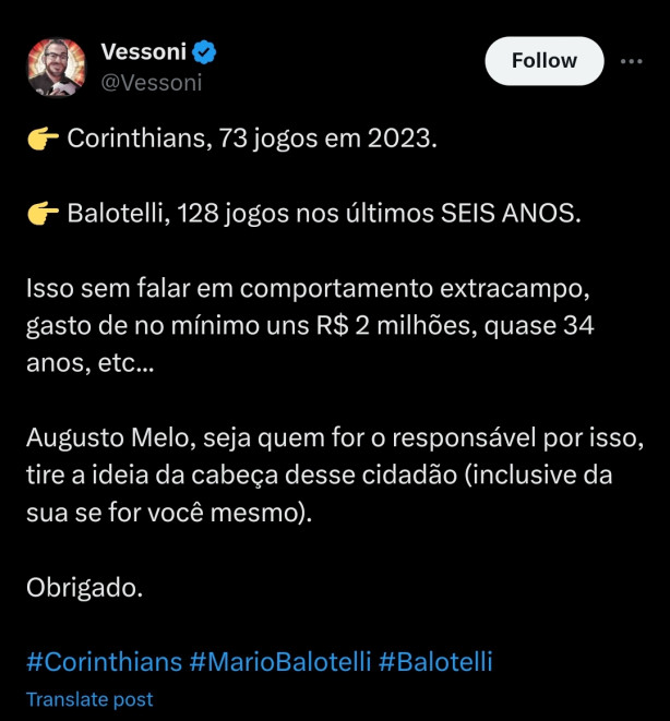 Concordo com o vessoni sobre o Balotelli!