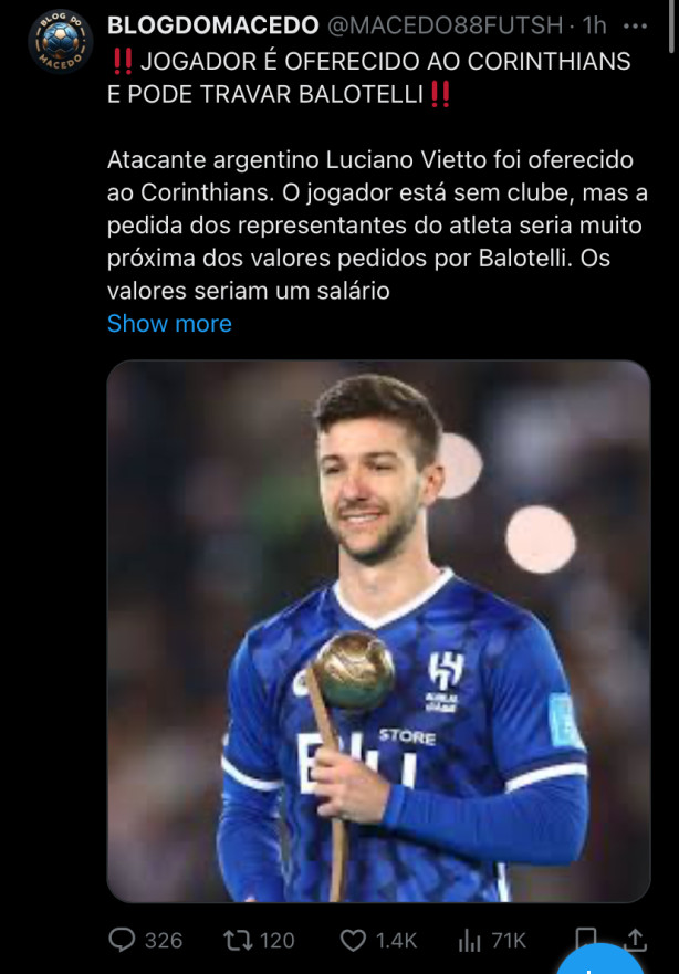 Vietto oferecido!