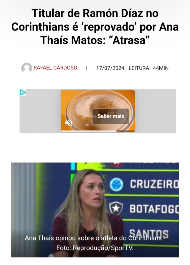 Ana Tha�s critica Romero, do Corinthians