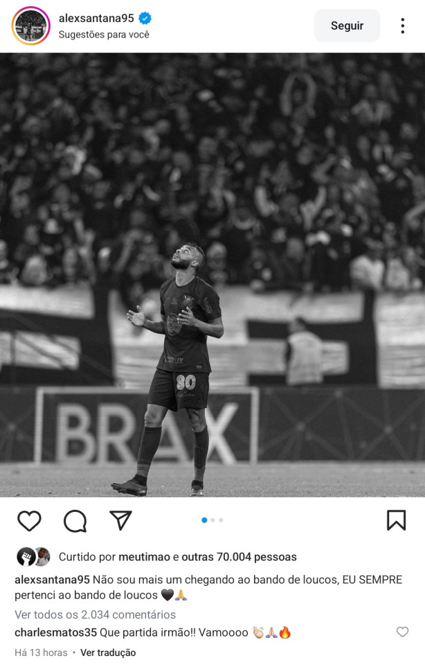 Charles comentando foto do Alex Santana