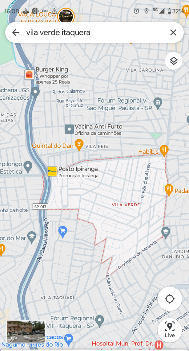 Quebrada perto da Arena