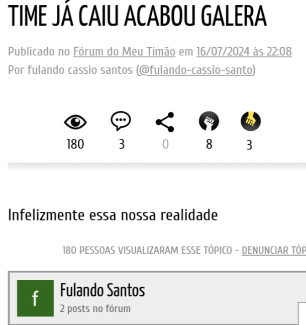 Olha o n�vel dos corinthianos de hoje aqui no f�rum