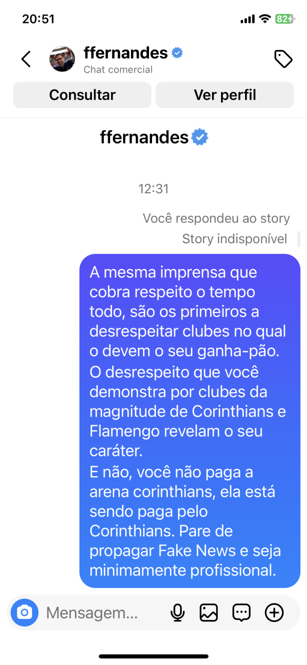 Fernandinho Fernandes me bloqueou