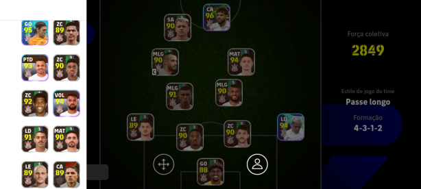 Meu time do Corinthians no Efootbal Mobile