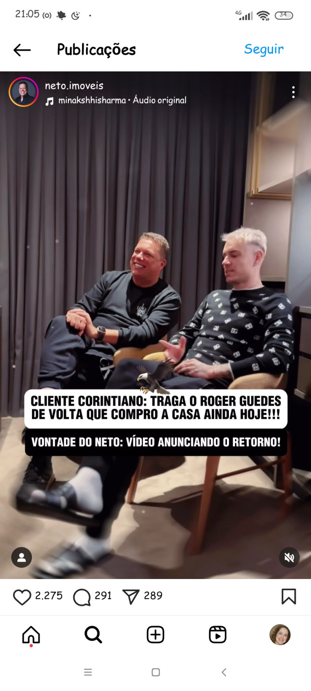 Ser� que o Roger Guedes volta?