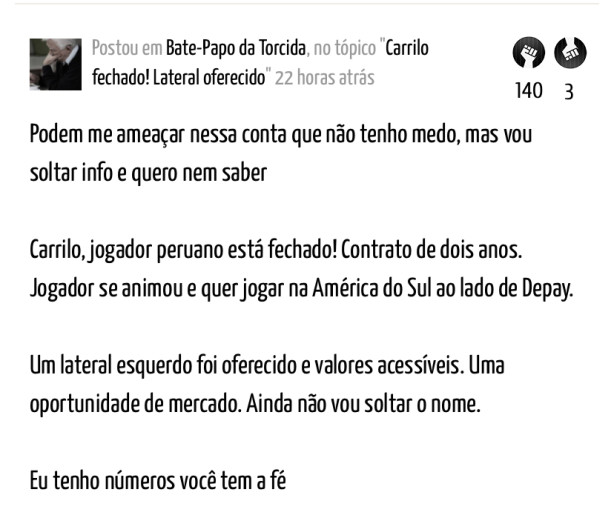 Antes de endeusarem Marco belo pela informa��o do lateral
