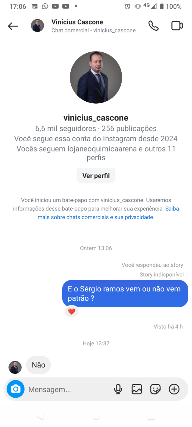 Cascone hoje sobre S�rgio Ramos