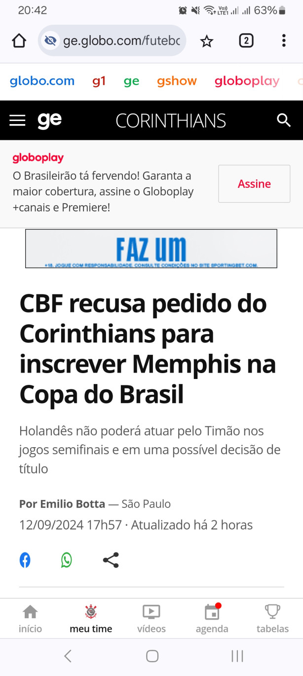 CBF n�o aceitou inscrever o Memphis na copa do BR