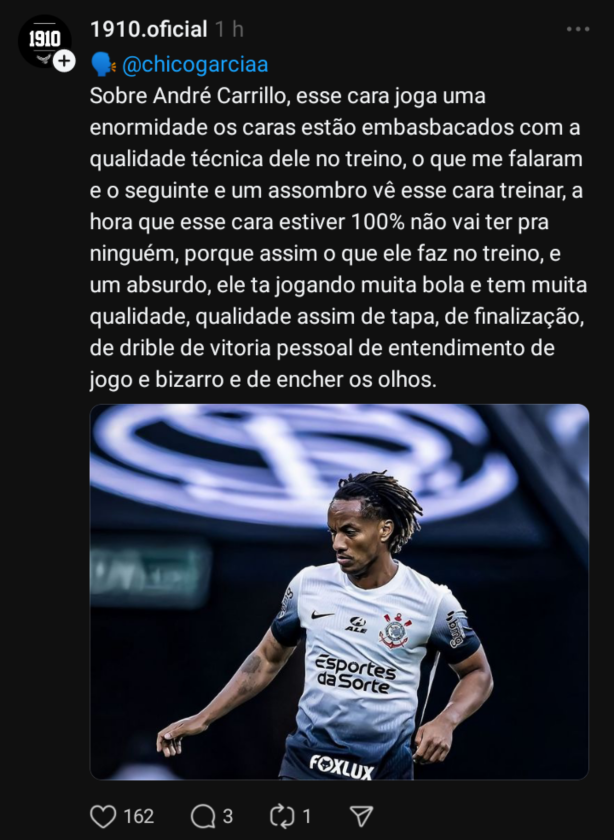 Andr� Carrillo surpreende nos treinos...