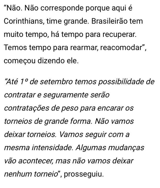 �Time grande n�o abdica de copas� Ramon, agosto/2024.