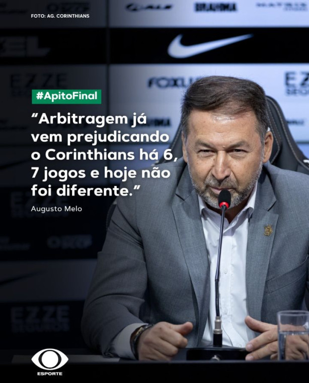Augusto melo detonou a arbitragem