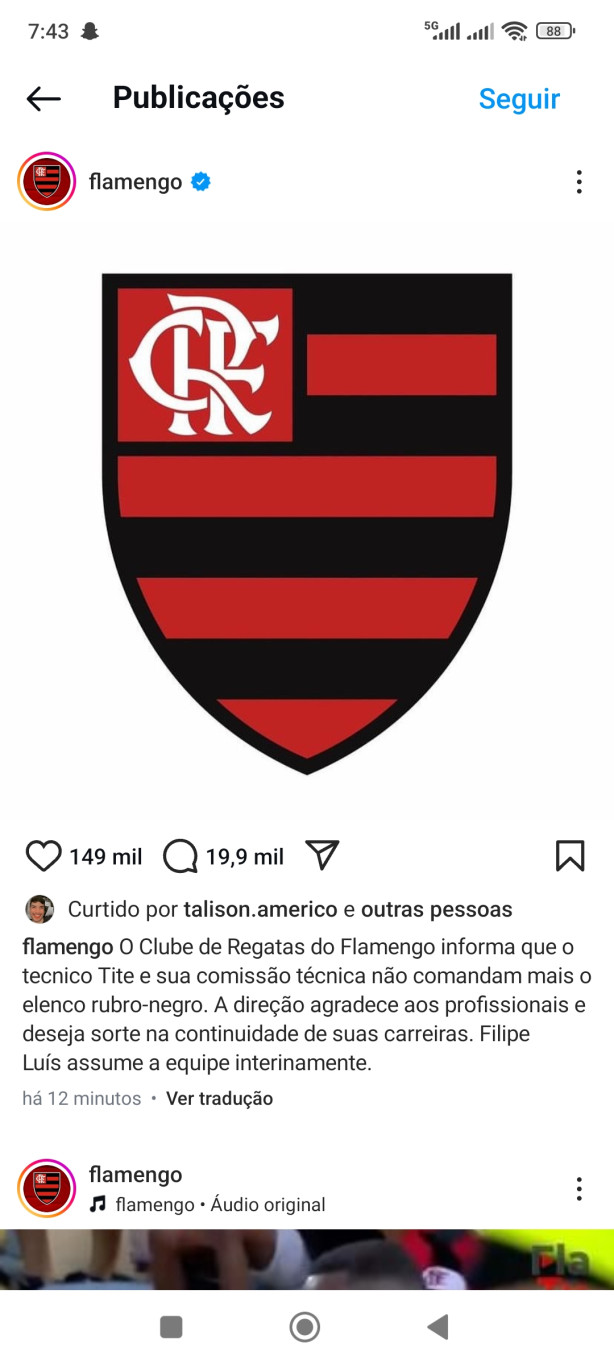 O Flamengo demitiu ele