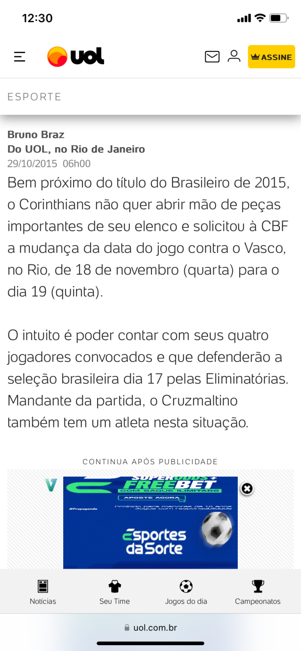 Adiamento em 2015