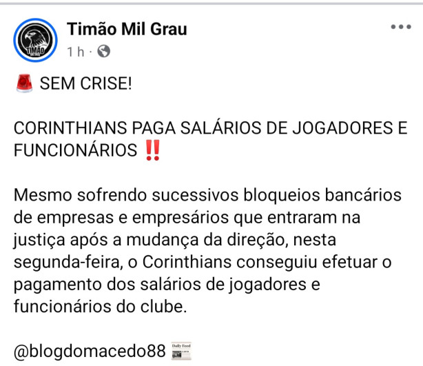 Corinthians pagou