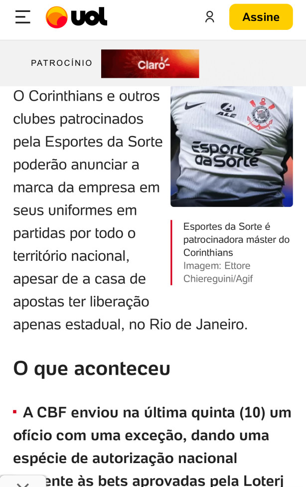 Esportes da Sorte liberada pela CBF