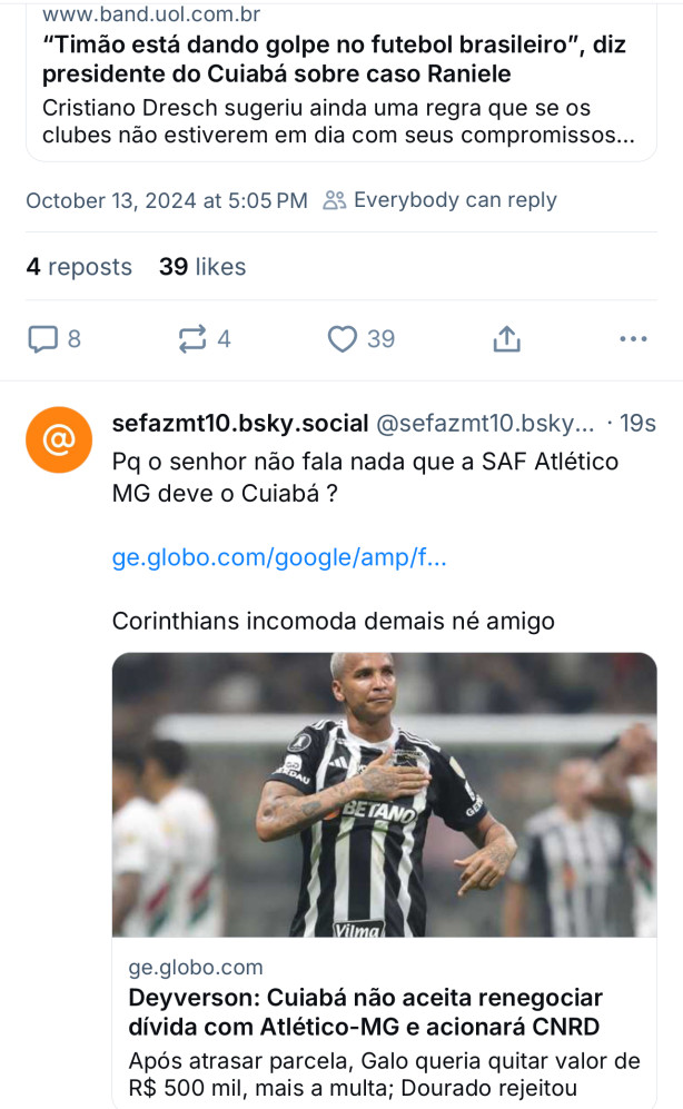 Maurinho criticando o Corinthians pq deve o Cuiab� jogador Raniele