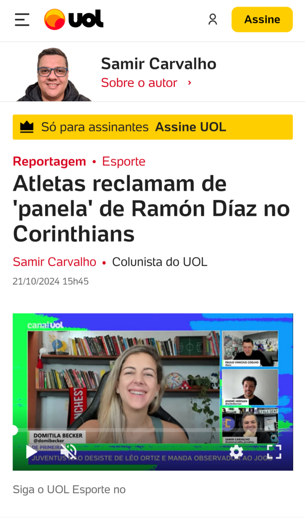 Samir plantando crise na reta final...