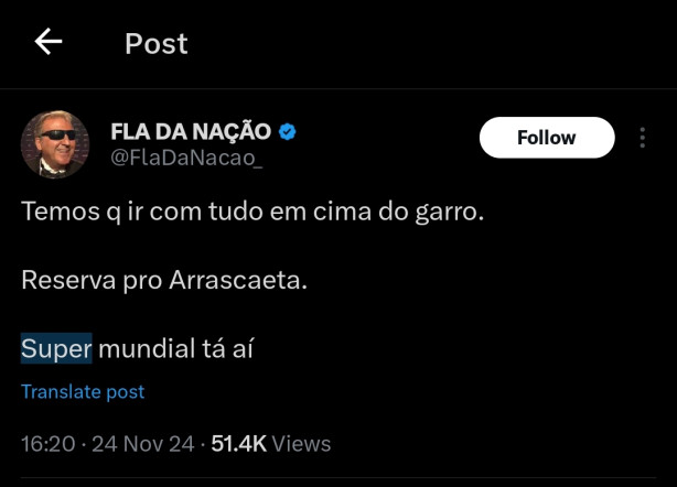 Terceirizada pedindo Garro no Flamengo kkkkkk