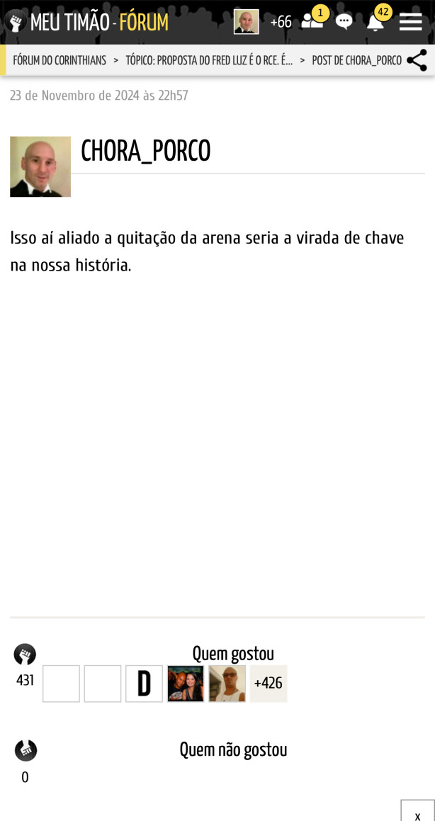 Coment�rio mais curtido da hist�ria do f�rum