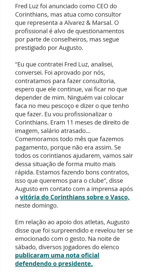 Corinthians est� mudando