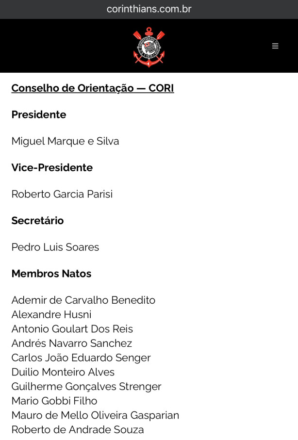 CORI - Que votou pela sa&iacute;da do Duilio