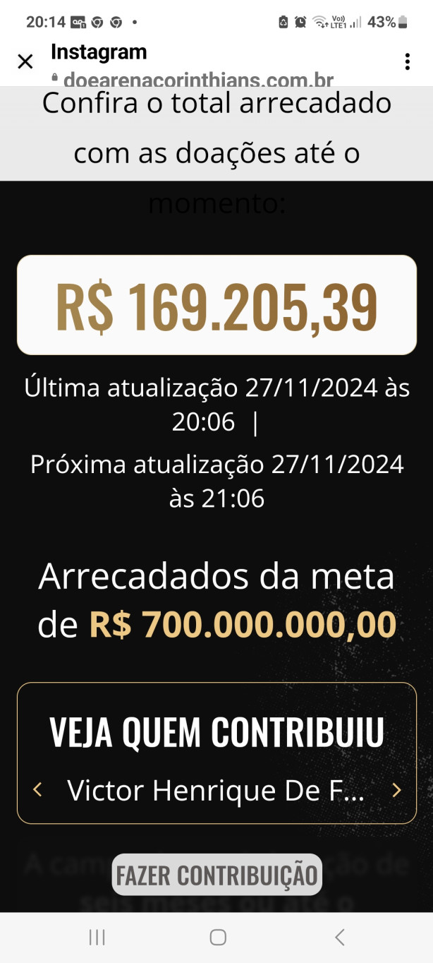 Doa��o da arena