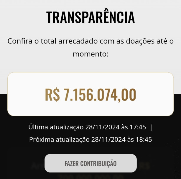 Atualiza��o, Arrecada��o Fiel torcida!