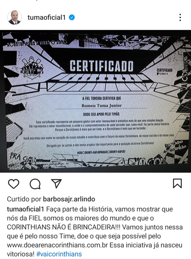 Tuma acabou de postar