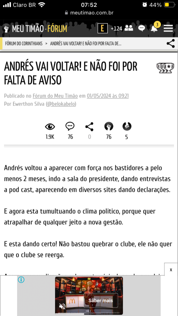 Andres voltou!