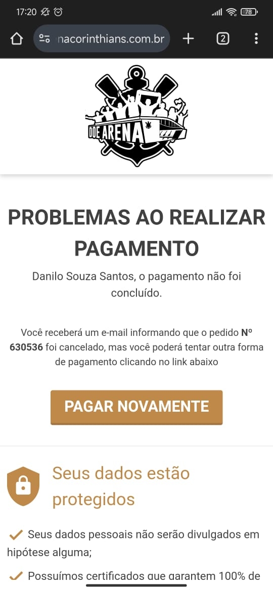 N�o estou conseguindo fazer a Doa��o