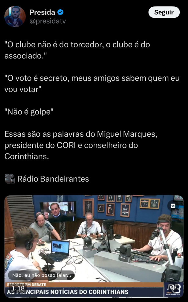 "O clube n�o � do torcedor, o clube � do associado."