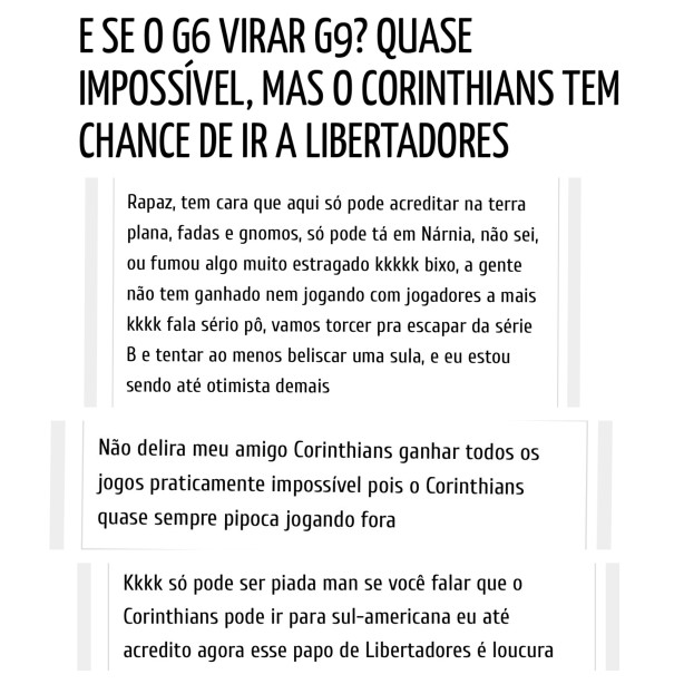 Pra quem n�o acreditava Corinthians praticamente classificado pra Copa do Brasil.