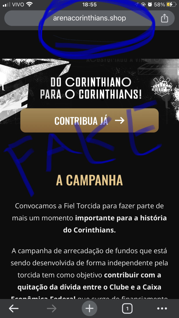 site de doa��o fake (golpe)