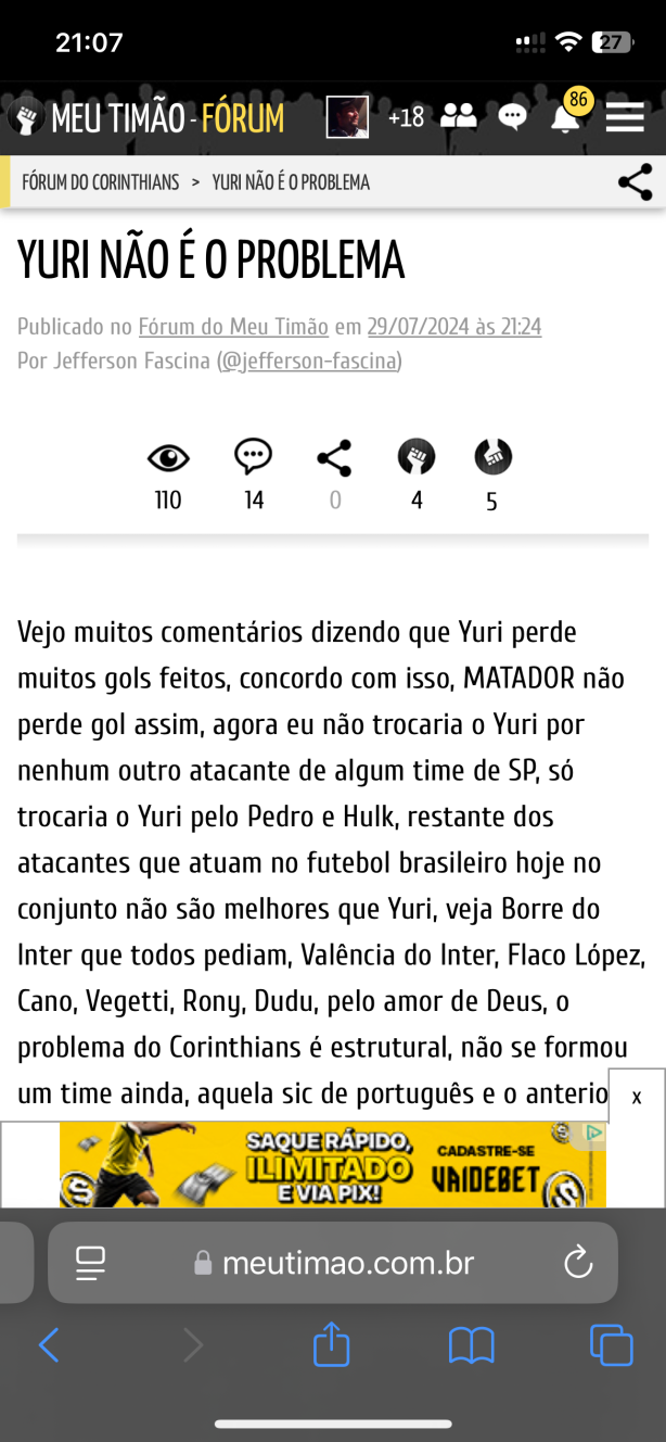 Eu disse em 29/07
