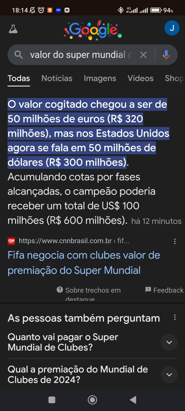Valores do super mundial - loucura