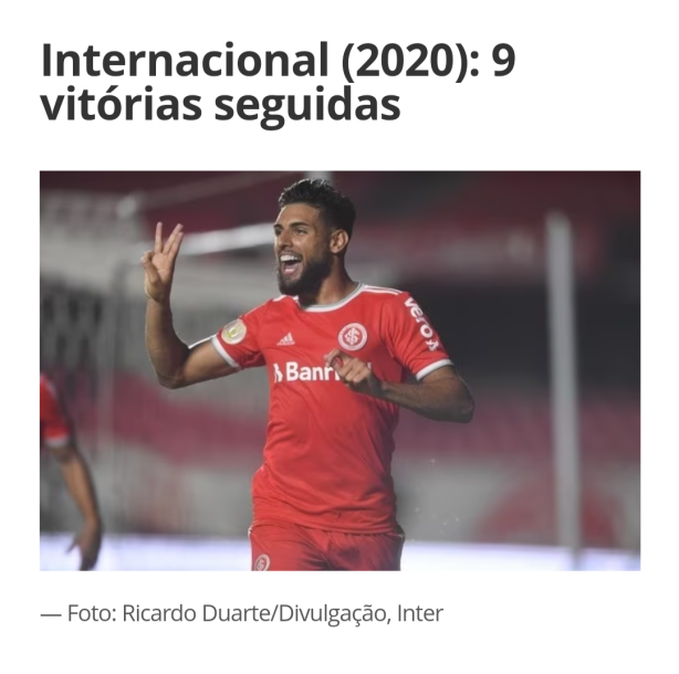 9 Vit�rias consecutivas, quem era o centroavante do inter de 2020?