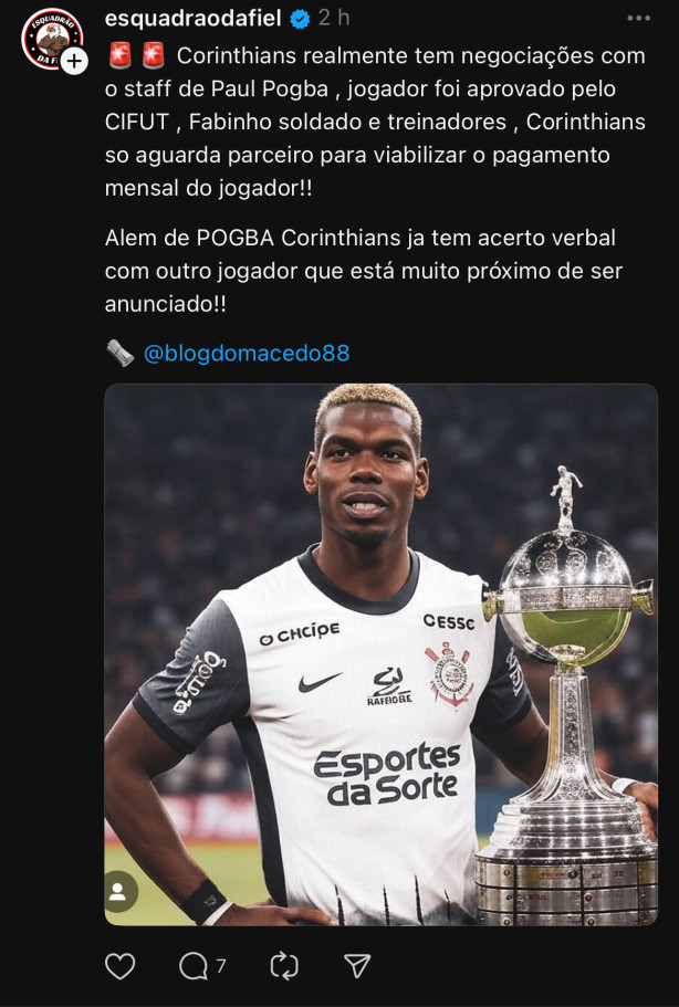 segundo o blog do macedo falta pouco para Pogba ser contratado e al�m disso tem mais outro jogador
