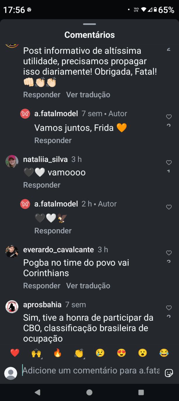 fatal model respondendo a torcida no insta!
