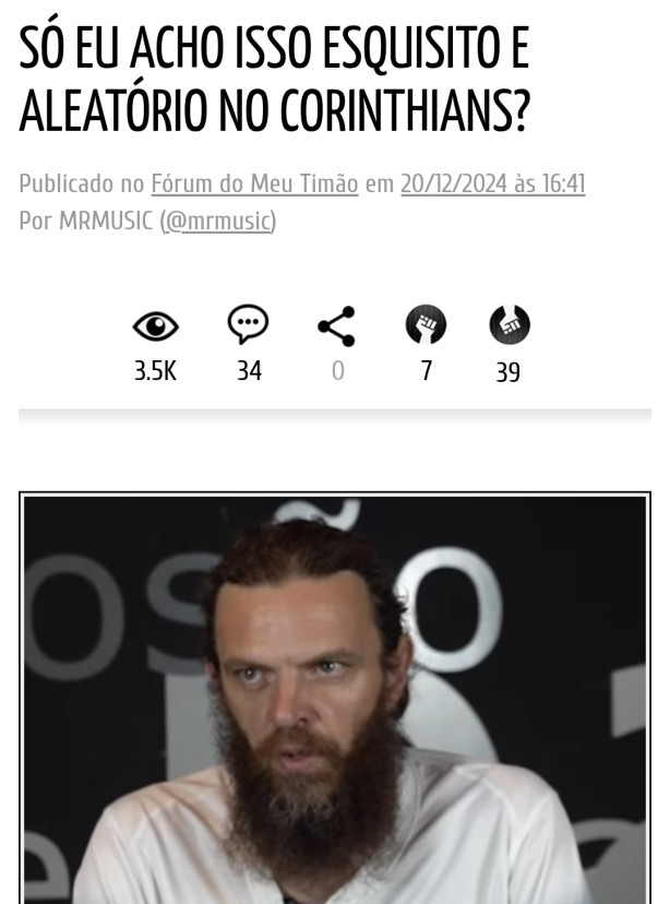 Muito fod* um t�pico como esse denegrindo a imagem de um cara que sabe tanto do Corinthians