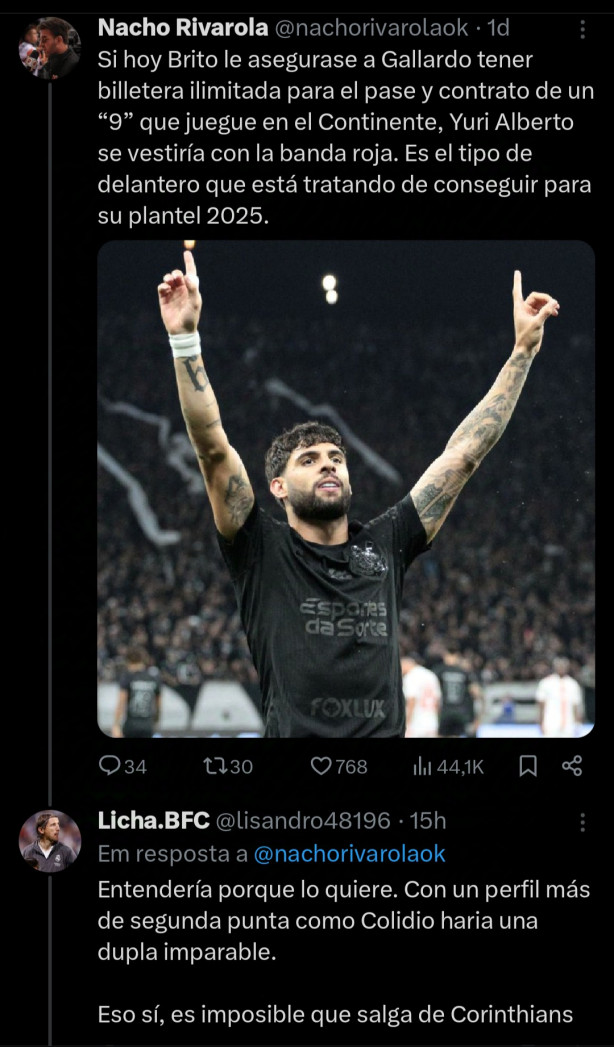 Torcedores do River Plate querem o Yuri Alberto