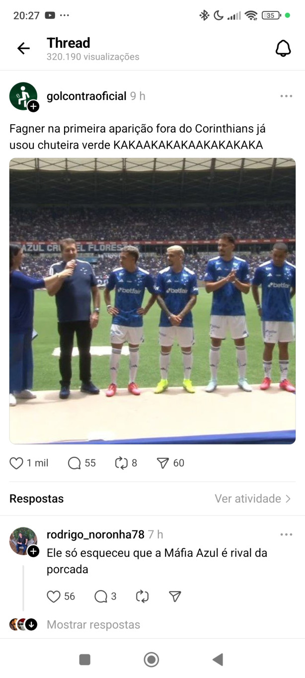 E o cara ainda se apresentou no Cruzeiro com chuteira Verde