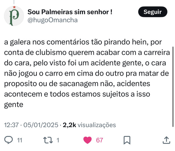 Quando um palmeirense  mais lcido do que muito corintiano