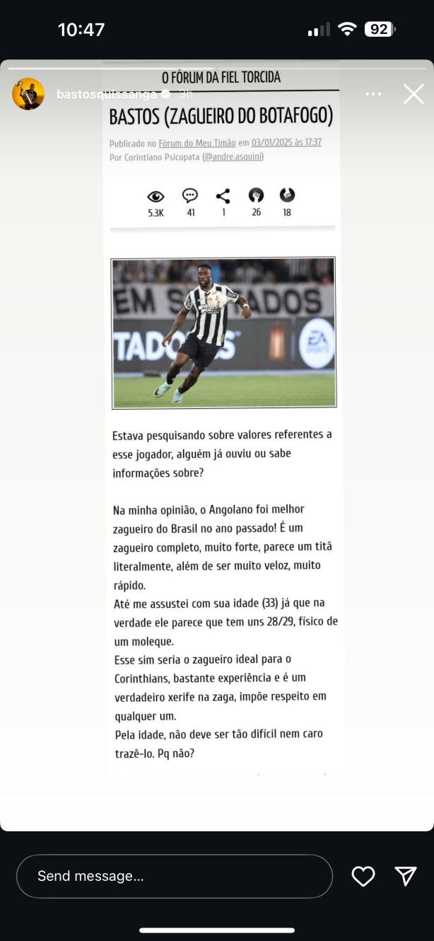 Bastos no tim�o
